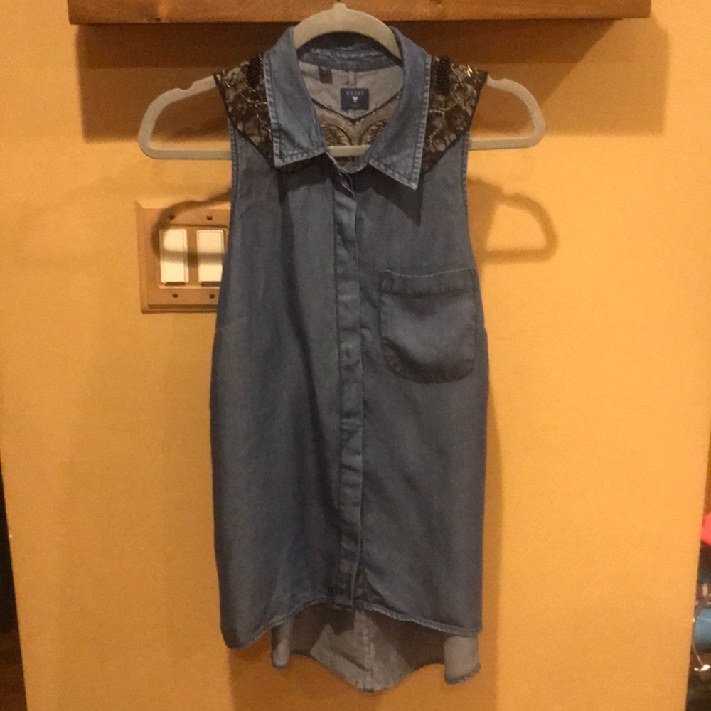 Racerback blouse with embellishments by Guess